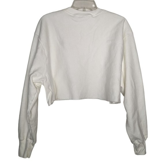 Champion Women's long sleeve white Cropped Reverse Weave Crew sweatshirt size L - Picture 3 of 5